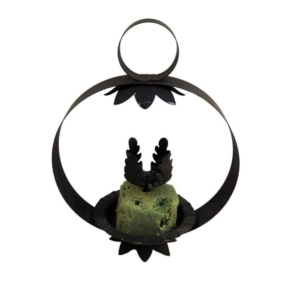 Decorative Black Metal Candle Holder With Floral Design For Home Décor Farmhouse - Picture 2 of 9